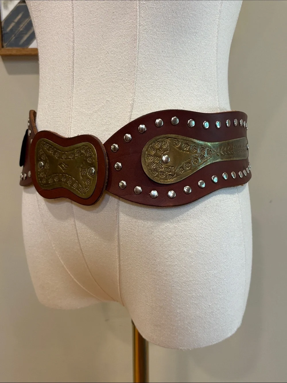 Vintage Ralph Lauren Western Studded Wide Leather Belt Spring 2002 size Medium